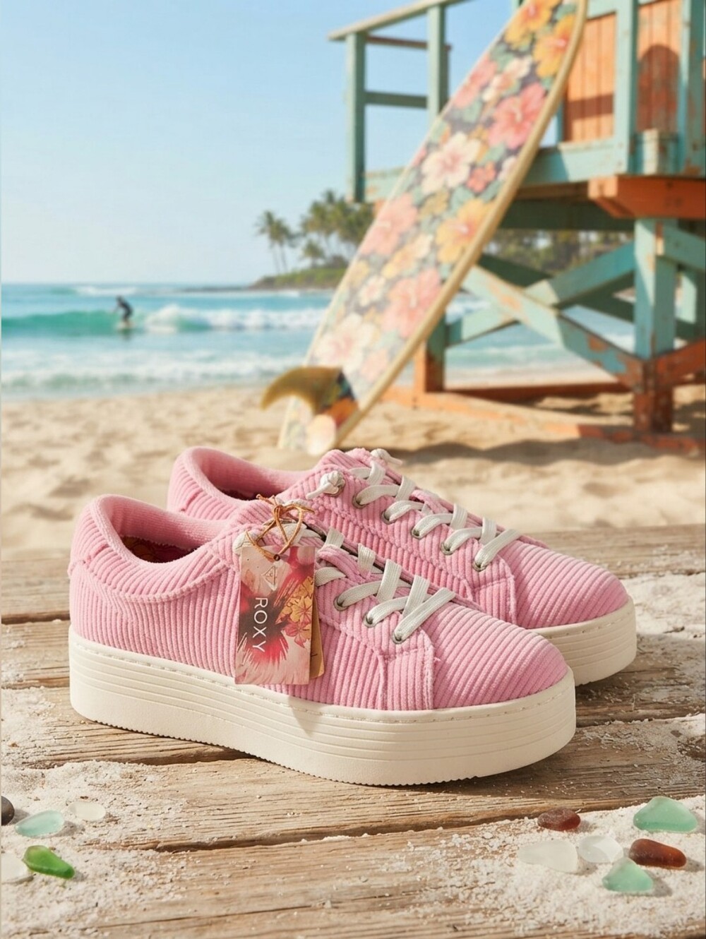 Roxy Sheilahh 2.0 Pink Corduroy Slip-On Platform Sneakers NWT Sz 8 Y2K Retro